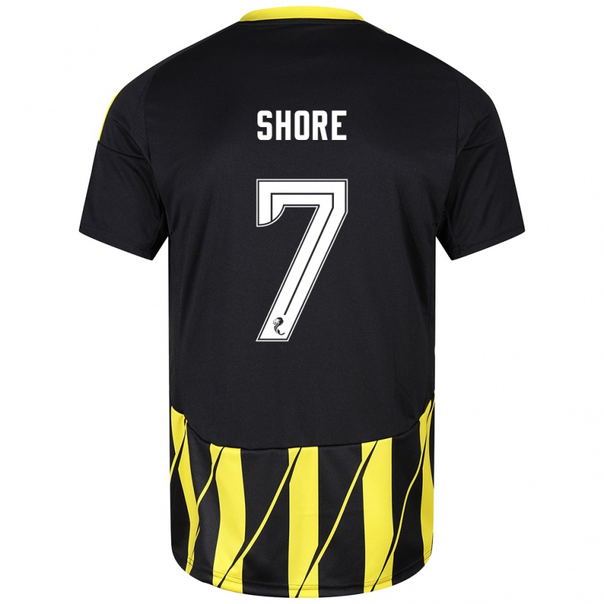 Niño Camiseta Eilidh Shore #7 Negro Amarillo 2ª Equipación 2024/25 La Camisa