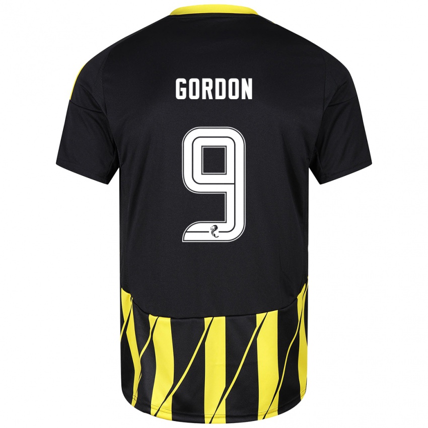 Niño Camiseta Lauren Gordon #9 Negro Amarillo 2ª Equipación 2024/25 La Camisa