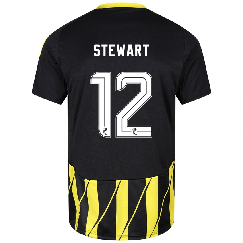 Niño Camiseta Hannah Stewart #12 Negro Amarillo 2ª Equipación 2024/25 La Camisa