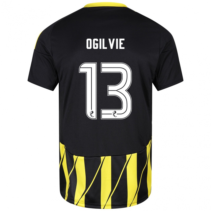 Niño Camiseta Francesca Ogilvie #13 Negro Amarillo 2ª Equipación 2024/25 La Camisa