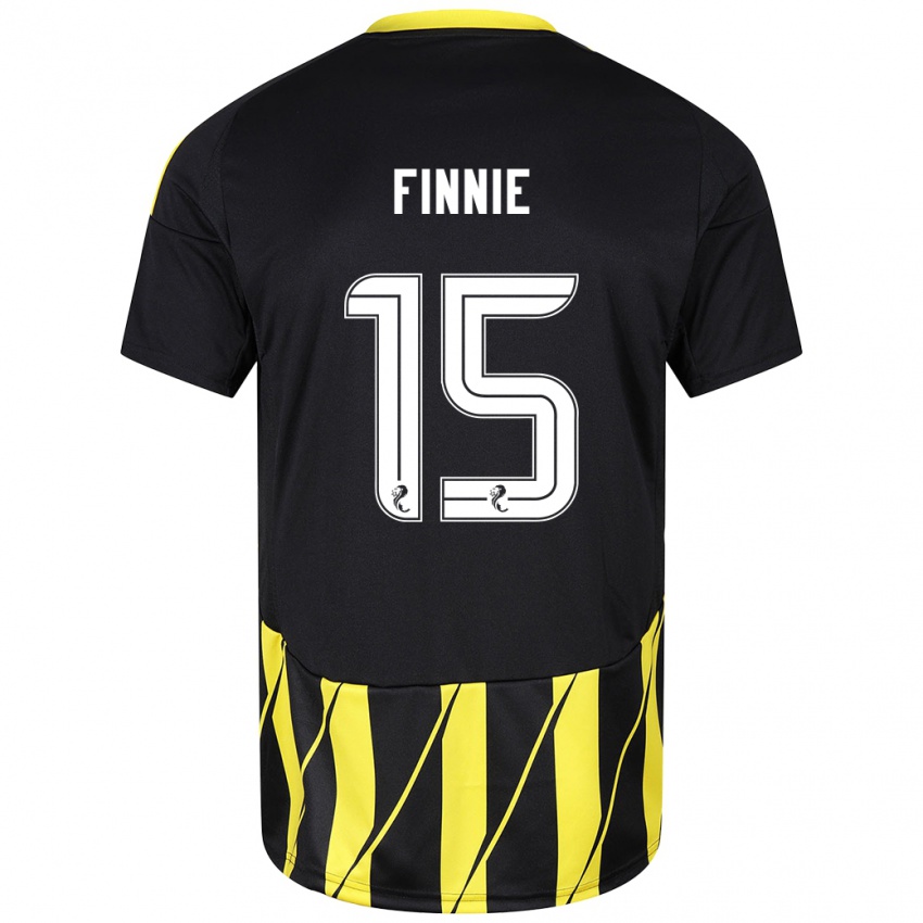 Niño Camiseta Maddison Finnie #15 Negro Amarillo 2ª Equipación 2024/25 La Camisa