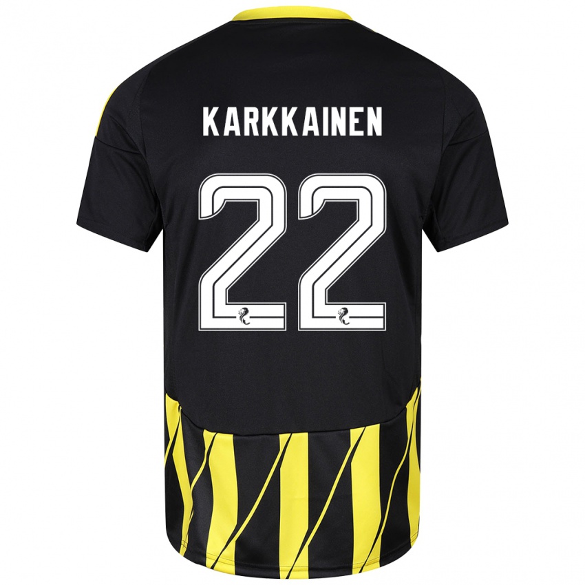 Niño Camiseta Elena Kärkkäinen #22 Negro Amarillo 2ª Equipación 2024/25 La Camisa