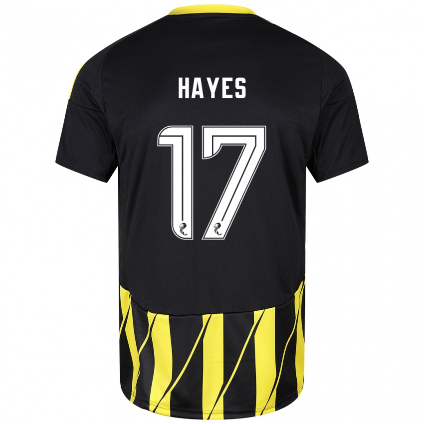 Niño Camiseta Jonny Hayes #17 Negro Amarillo 2ª Equipación 2024/25 La Camisa