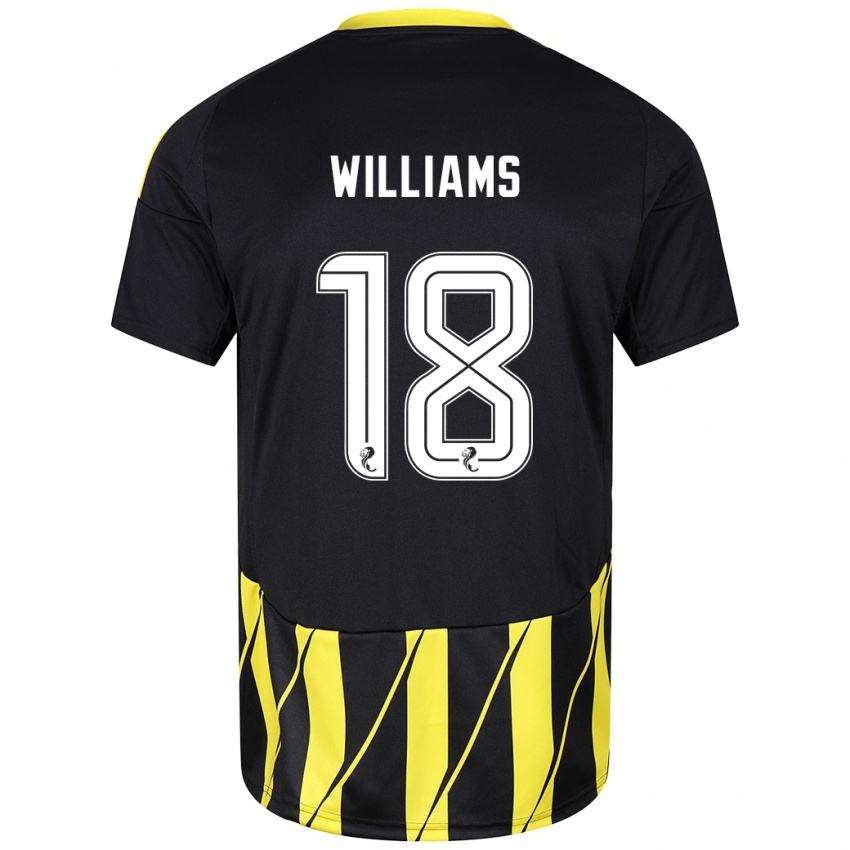 Niño Camiseta Rhys Williams #18 Negro Amarillo 2ª Equipación 2024/25 La Camisa