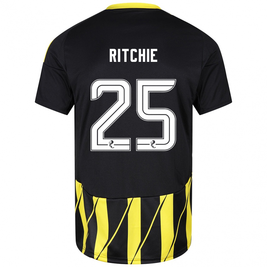 Niño Camiseta Tom Ritchie #25 Negro Amarillo 2ª Equipación 2024/25 La Camisa