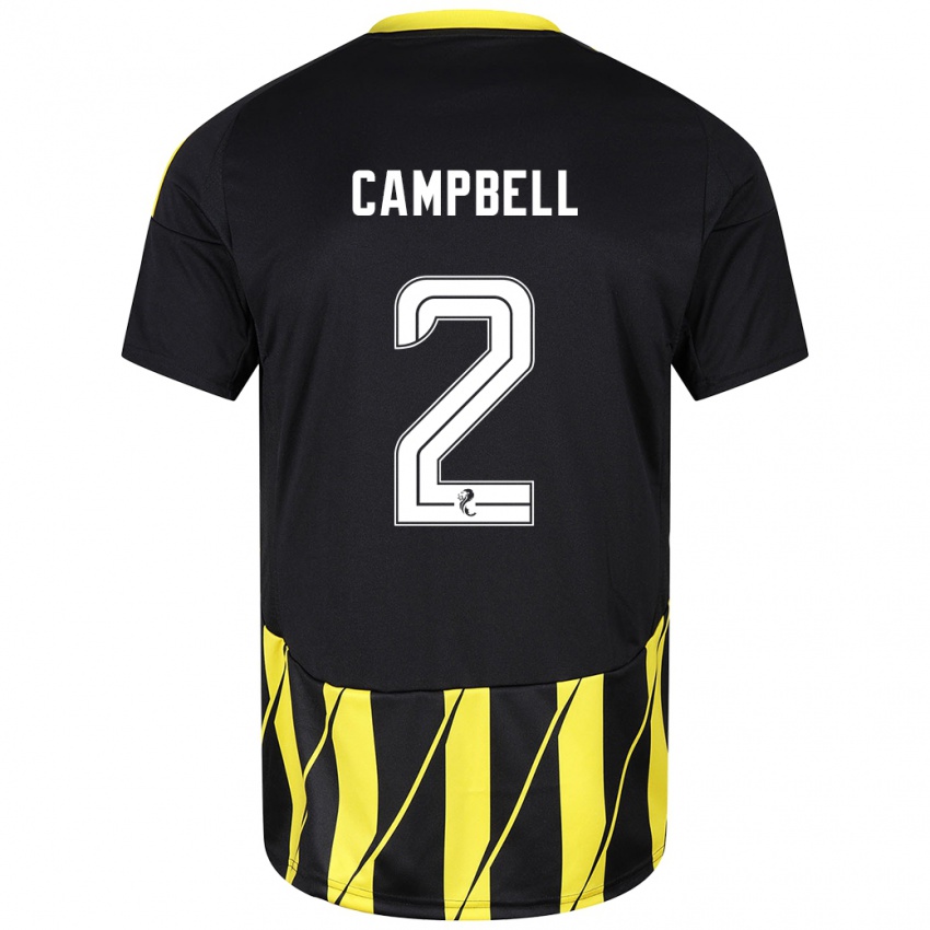 Niño Camiseta Loren Campbell #2 Negro Amarillo 2ª Equipación 2024/25 La Camisa