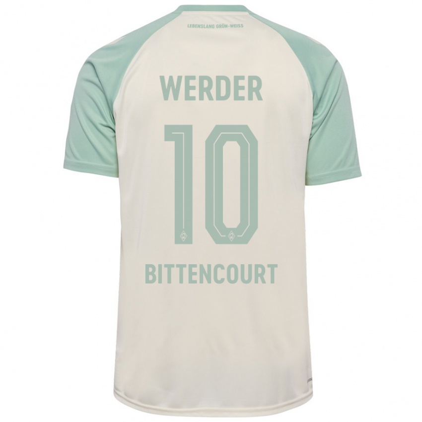 Niño Camiseta Leonardo Bittencourt #10 Blanquecino Verde Claro 2ª Equipación 2024/25 La Camisa