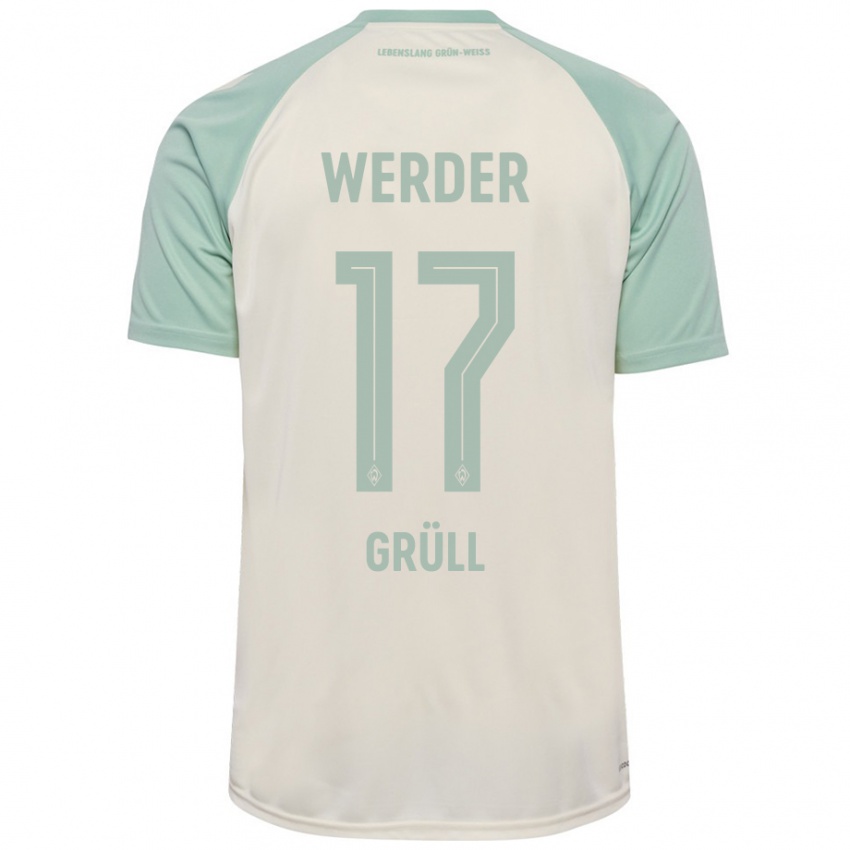 Niño Camiseta Marco Grüll #17 Blanquecino Verde Claro 2ª Equipación 2024/25 La Camisa