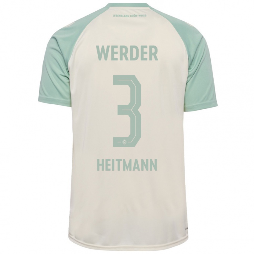 Niño Camiseta Mats Heitmann #3 Blanquecino Verde Claro 2ª Equipación 2024/25 La Camisa