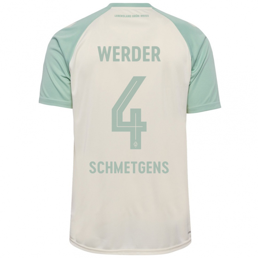 Niño Camiseta Mick Schmetgens #4 Blanquecino Verde Claro 2ª Equipación 2024/25 La Camisa