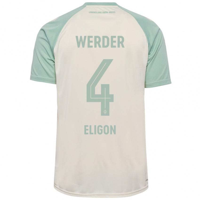 Niño Camiseta Kenneth Eligon #4 Blanquecino Verde Claro 2ª Equipación 2024/25 La Camisa