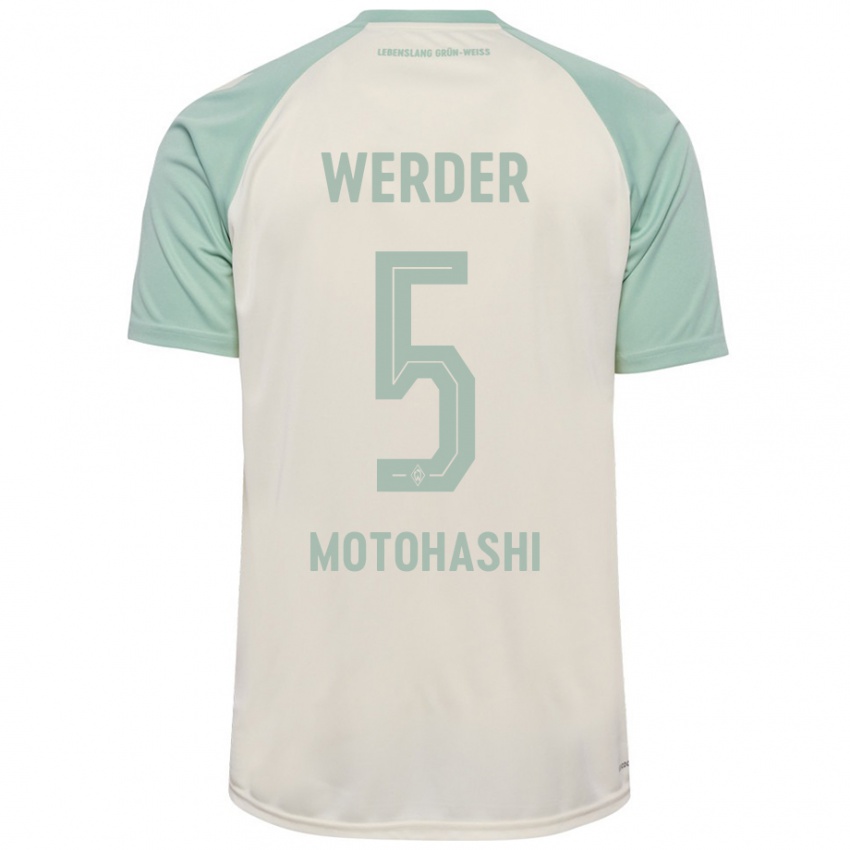 Niño Camiseta Yuzuki Motohashi #5 Blanquecino Verde Claro 2ª Equipación 2024/25 La Camisa