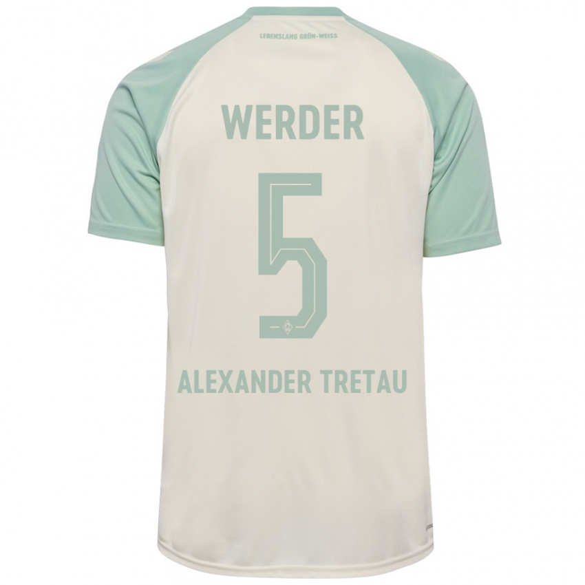 Niño Camiseta Hans Alexander Tretau #5 Blanquecino Verde Claro 2ª Equipación 2024/25 La Camisa