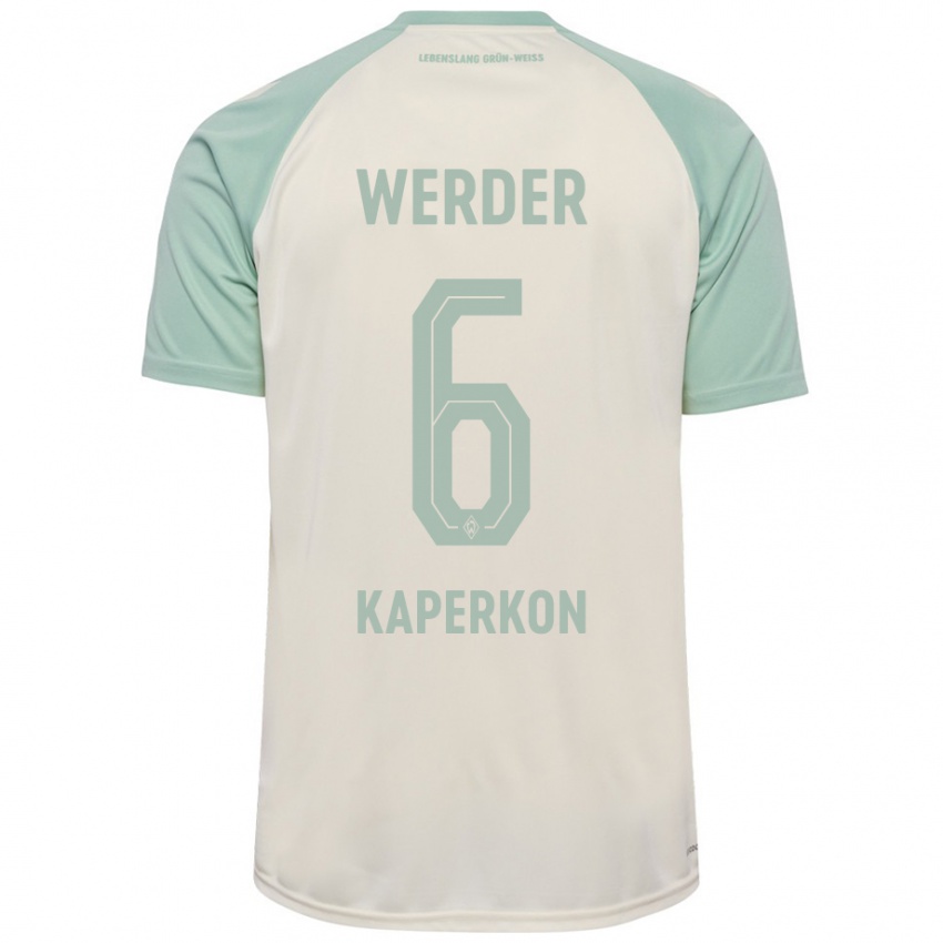 Niño Camiseta Tom Kaperkon #6 Blanquecino Verde Claro 2ª Equipación 2024/25 La Camisa