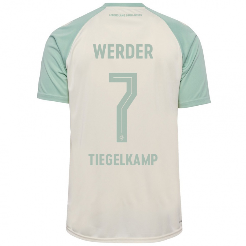 Niño Camiseta Maximilian Tiegelkamp #7 Blanquecino Verde Claro 2ª Equipación 2024/25 La Camisa