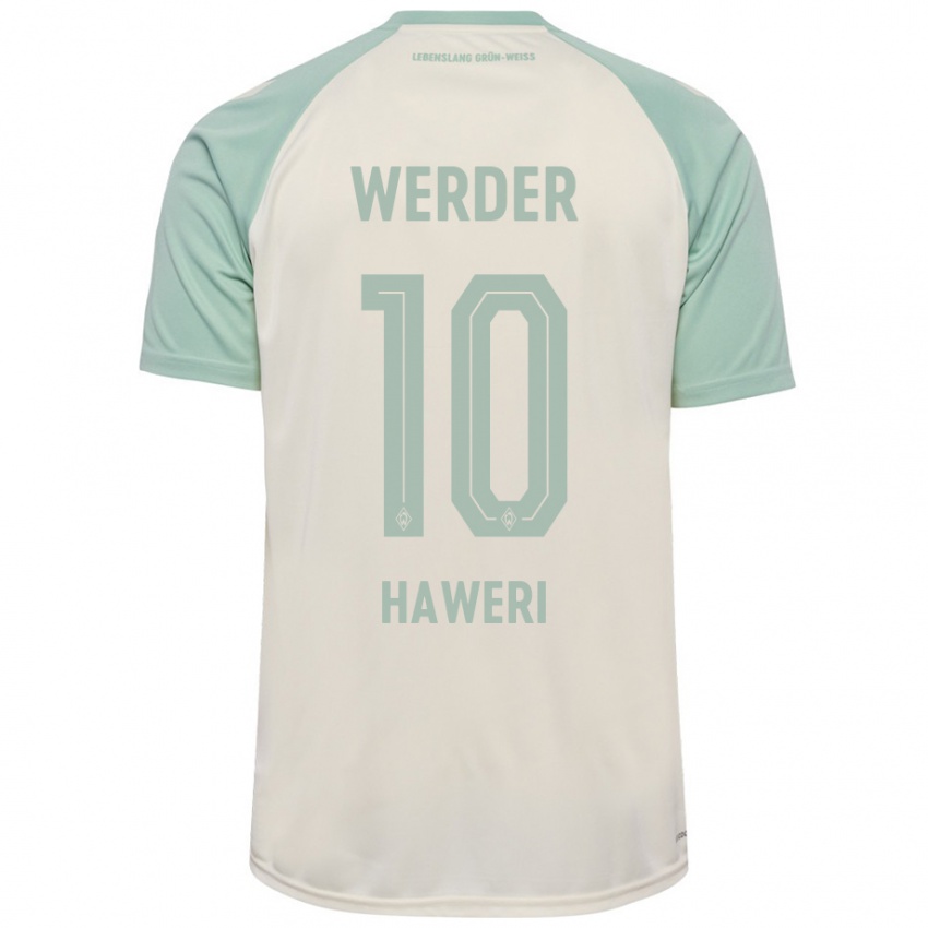 Niño Camiseta Adrian Haweri #10 Blanquecino Verde Claro 2ª Equipación 2024/25 La Camisa