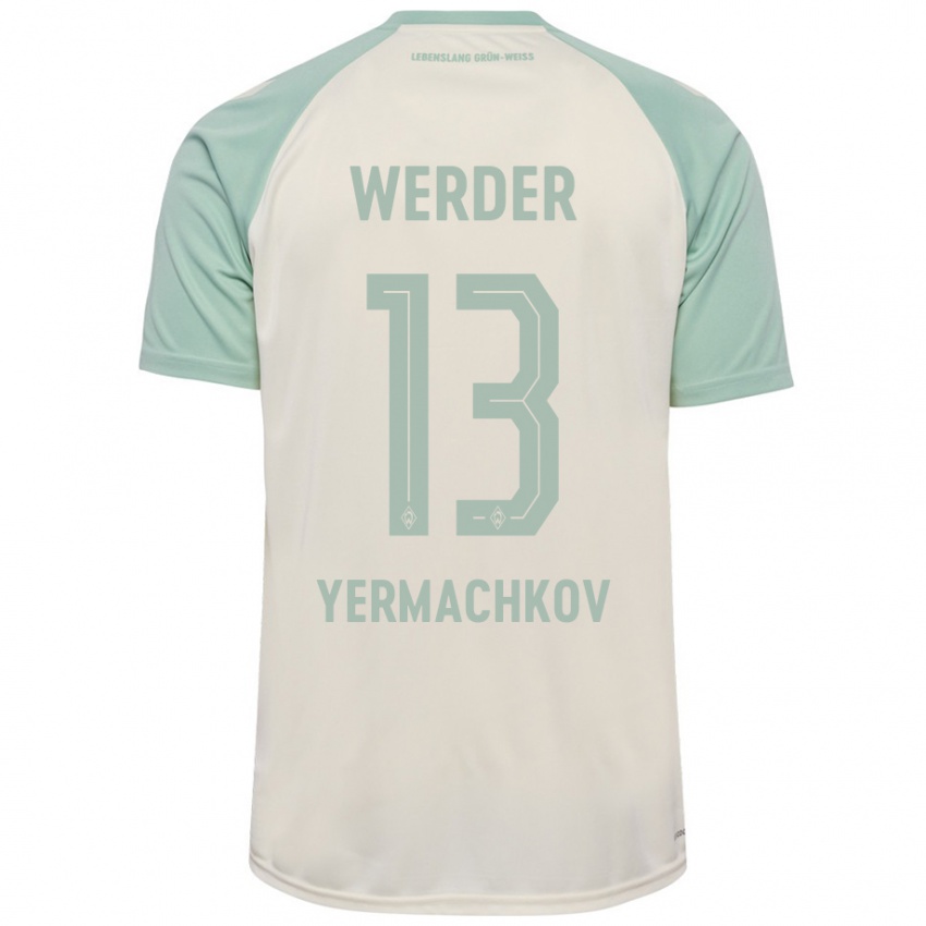 Niño Camiseta Ivan Yermachkov #13 Blanquecino Verde Claro 2ª Equipación 2024/25 La Camisa