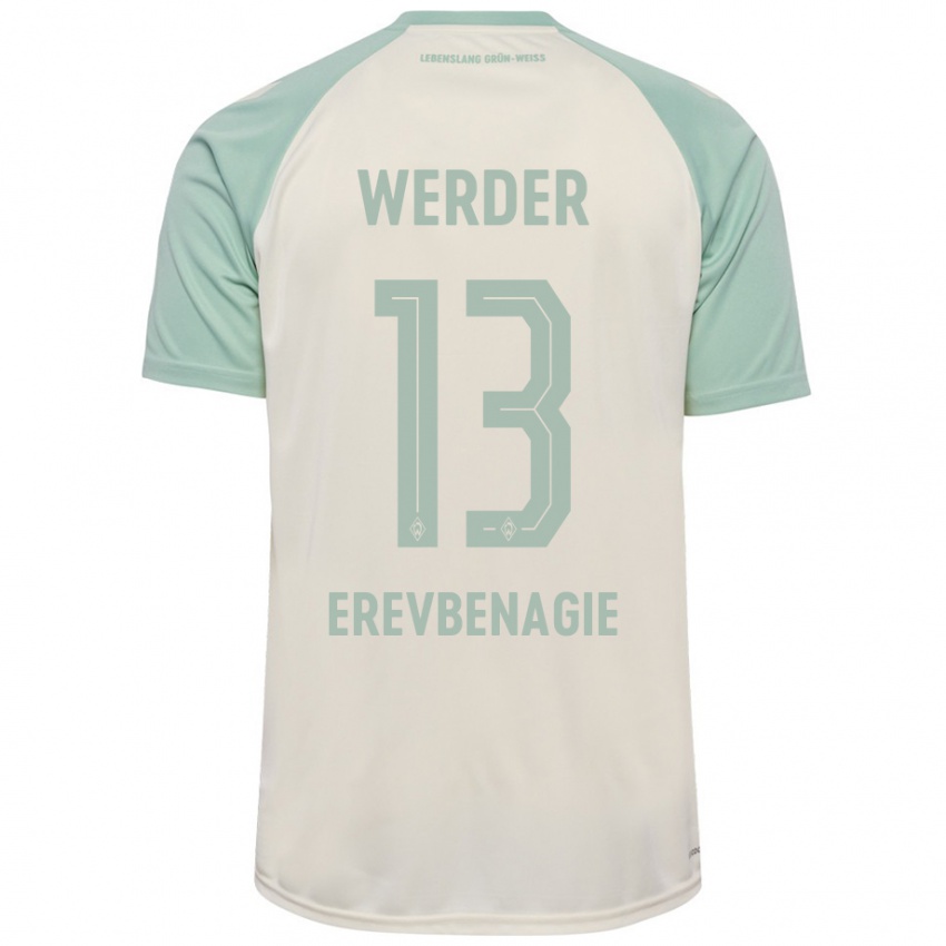 Niño Camiseta Paul Erevbenagie #13 Blanquecino Verde Claro 2ª Equipación 2024/25 La Camisa