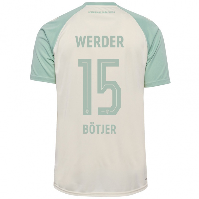 Niño Camiseta Linus Bötjer #15 Blanquecino Verde Claro 2ª Equipación 2024/25 La Camisa