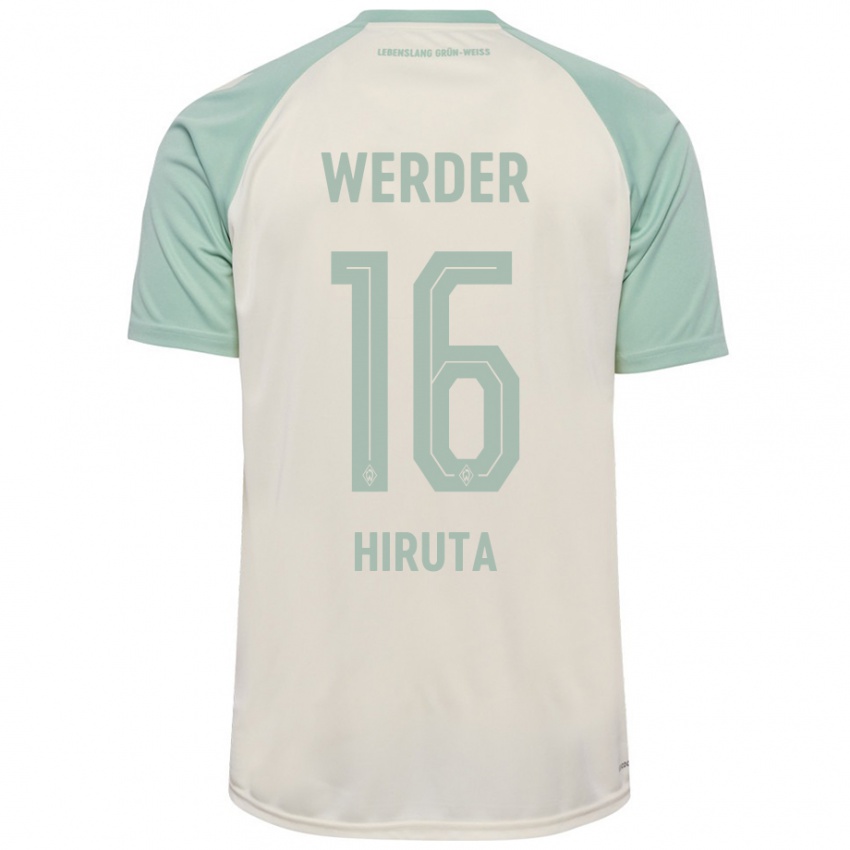 Niño Camiseta Ikumi Hiruta #16 Blanquecino Verde Claro 2ª Equipación 2024/25 La Camisa