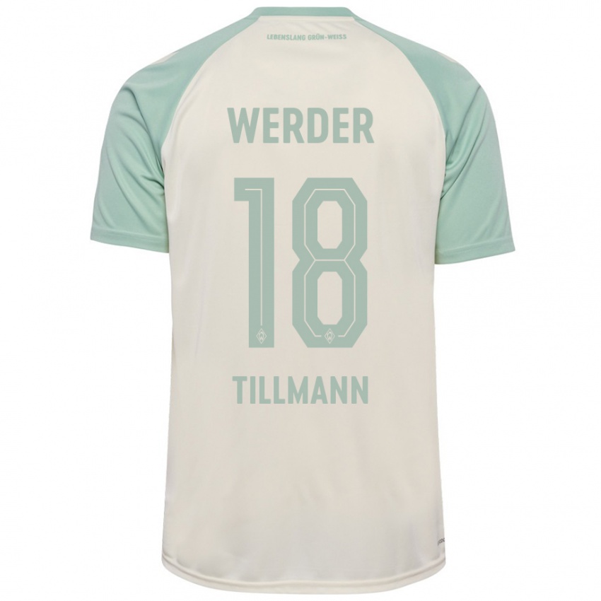 Niño Camiseta Felix Tillmann #18 Blanquecino Verde Claro 2ª Equipación 2024/25 La Camisa