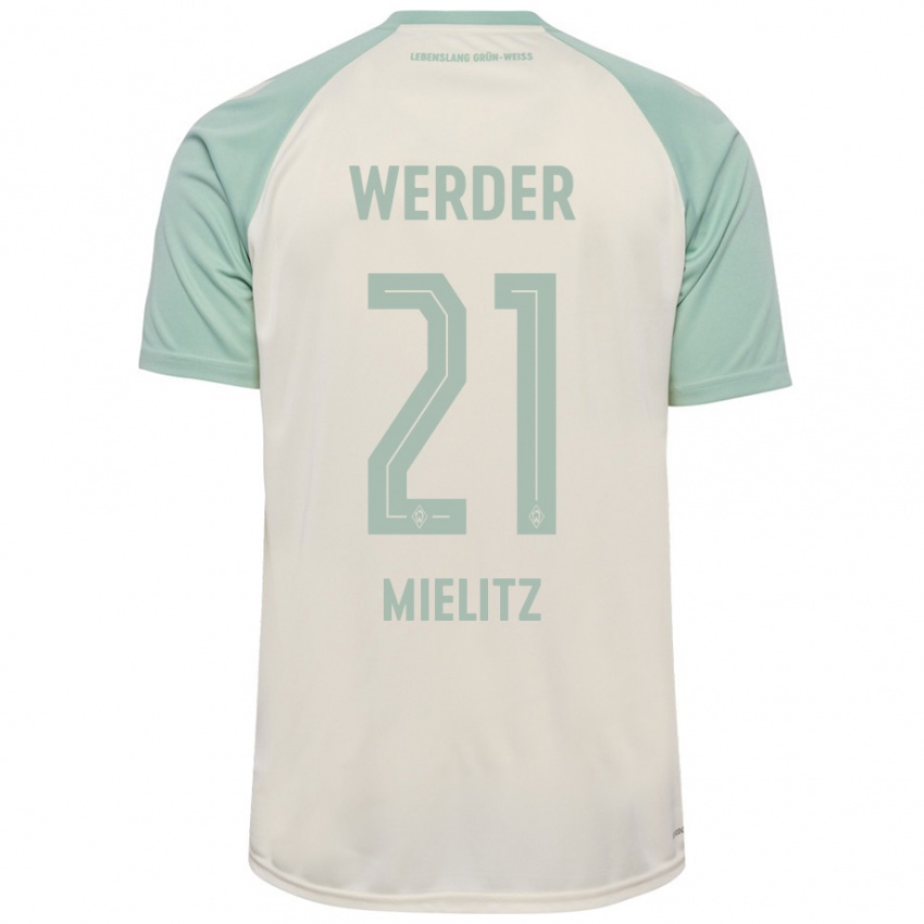 Niño Camiseta Sebastian Mielitz #21 Blanquecino Verde Claro 2ª Equipación 2024/25 La Camisa