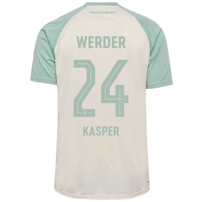 Niño Camiseta Dominik Kasper #24 Blanquecino Verde Claro 2ª Equipación 2024/25 La Camisa