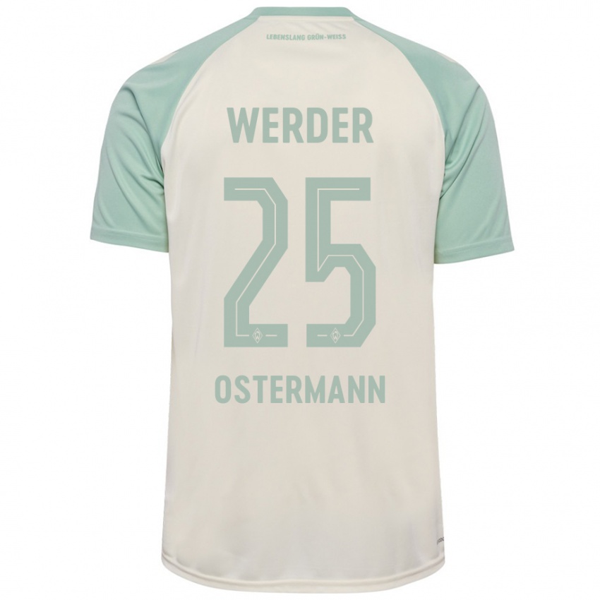 Niño Camiseta Ben Ostermann #25 Blanquecino Verde Claro 2ª Equipación 2024/25 La Camisa