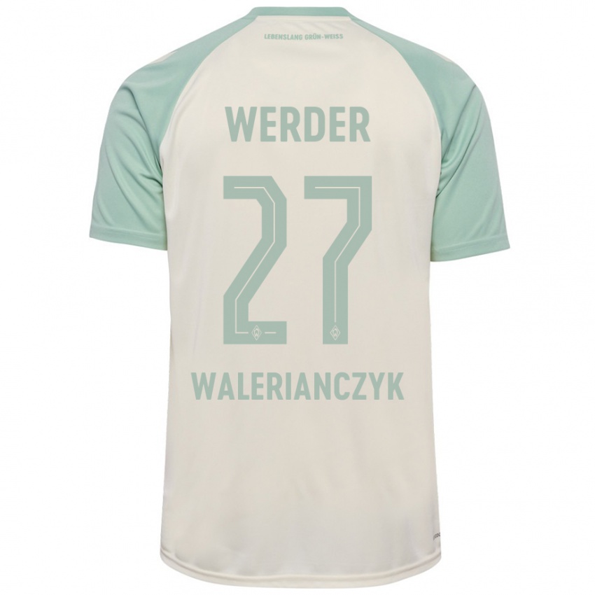 Niño Camiseta Dennis Walerianczyk #27 Blanquecino Verde Claro 2ª Equipación 2024/25 La Camisa