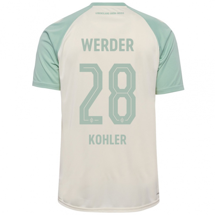 Niño Camiseta Ethan Kohler #28 Blanquecino Verde Claro 2ª Equipación 2024/25 La Camisa