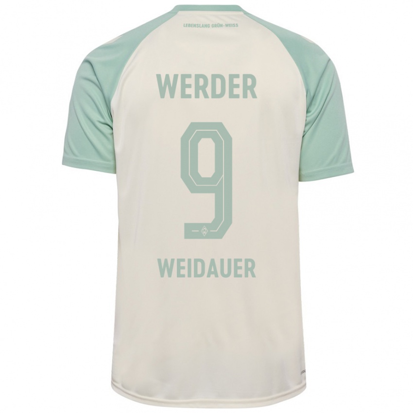 Niño Camiseta Sophie Weidauer #9 Blanquecino Verde Claro 2ª Equipación 2024/25 La Camisa