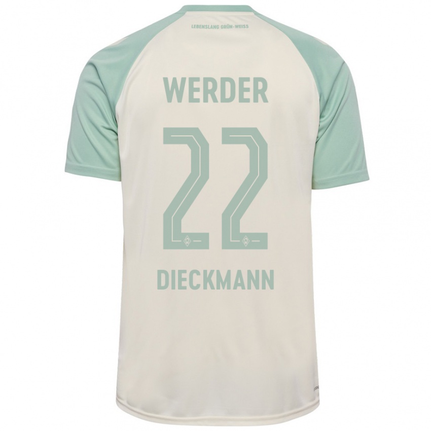 Niño Camiseta Rieke Dieckmann #22 Blanquecino Verde Claro 2ª Equipación 2024/25 La Camisa