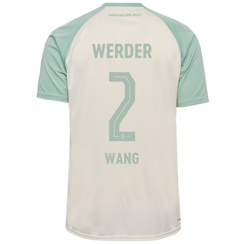 Niño Camiseta Bowen Wang #2 Blanquecino Verde Claro 2ª Equipación 2024/25 La Camisa