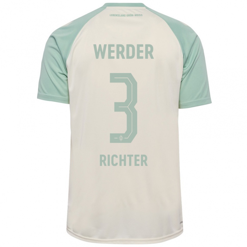 Niño Camiseta Mathis Richter #3 Blanquecino Verde Claro 2ª Equipación 2024/25 La Camisa