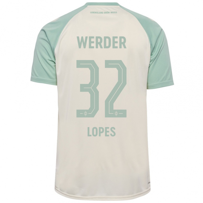 Niño Camiseta Eugenio Lopes #32 Blanquecino Verde Claro 2ª Equipación 2024/25 La Camisa