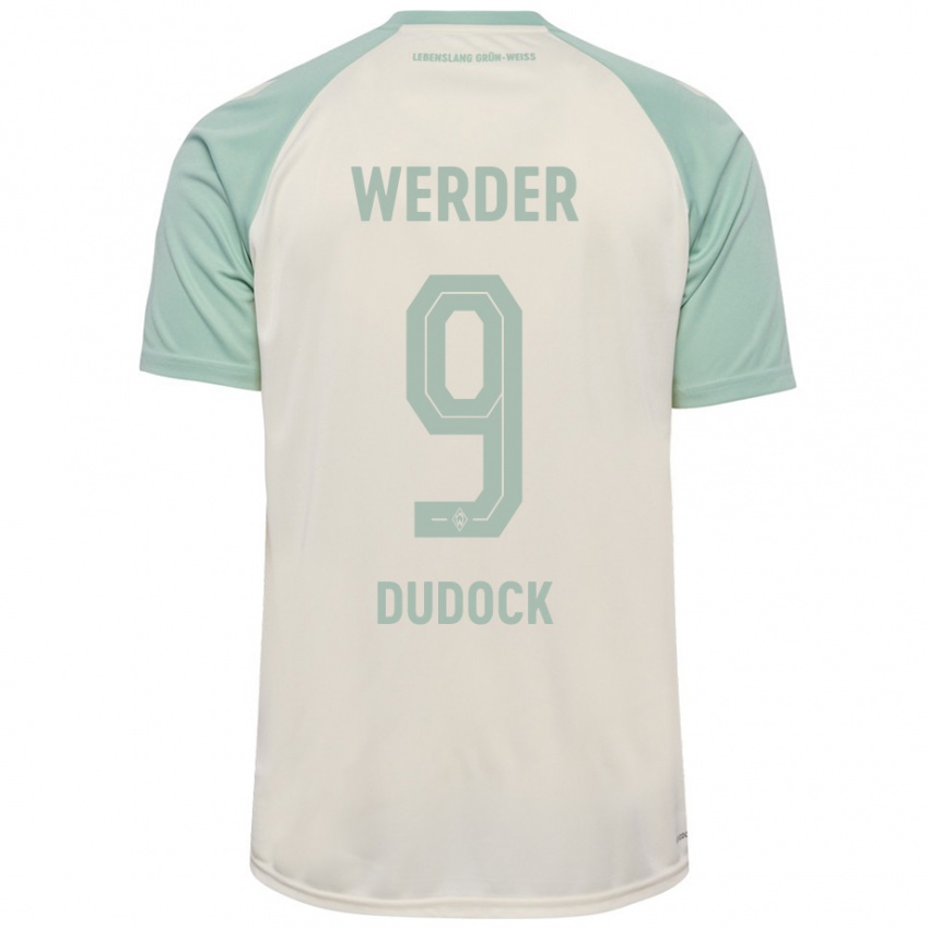 Niño Camiseta Joshua Dudock #9 Blanquecino Verde Claro 2ª Equipación 2024/25 La Camisa