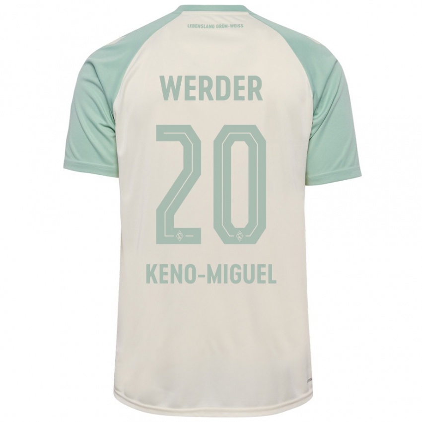 Niño Camiseta Keno-Miguel Meyer #20 Blanquecino Verde Claro 2ª Equipación 2024/25 La Camisa