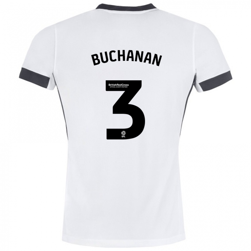 Niño Camiseta Lee Buchanan #3 Blanco Negro 2ª Equipación 2024/25 La Camisa