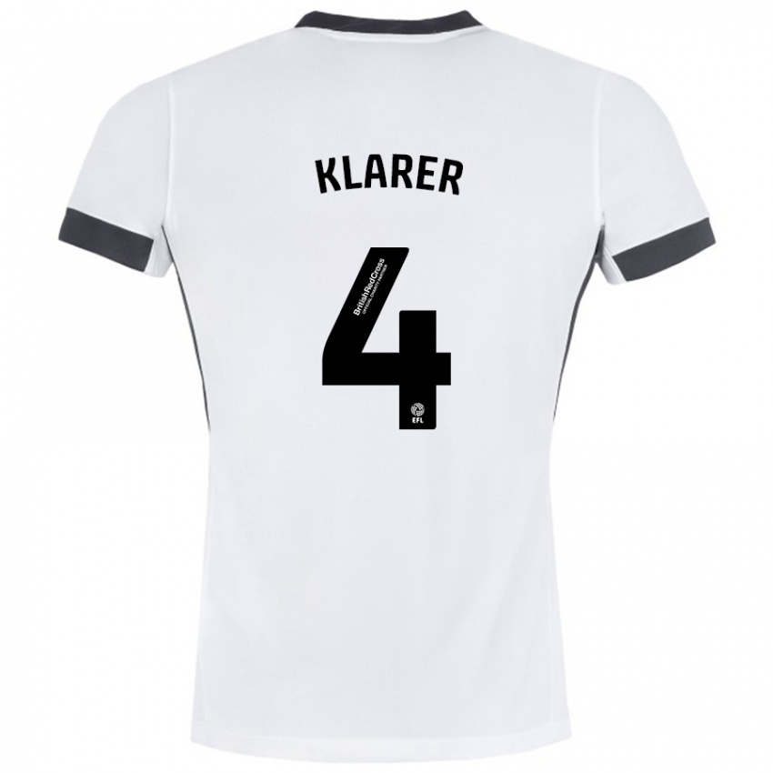 Niño Camiseta Christoph Klarer #4 Blanco Negro 2ª Equipación 2024/25 La Camisa