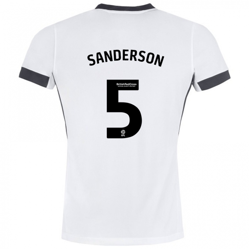 Niño Camiseta Dion Sanderson #5 Blanco Negro 2ª Equipación 2024/25 La Camisa