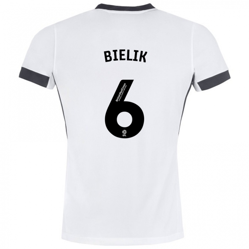 Niño Camiseta Krystian Bielik #6 Blanco Negro 2ª Equipación 2024/25 La Camisa