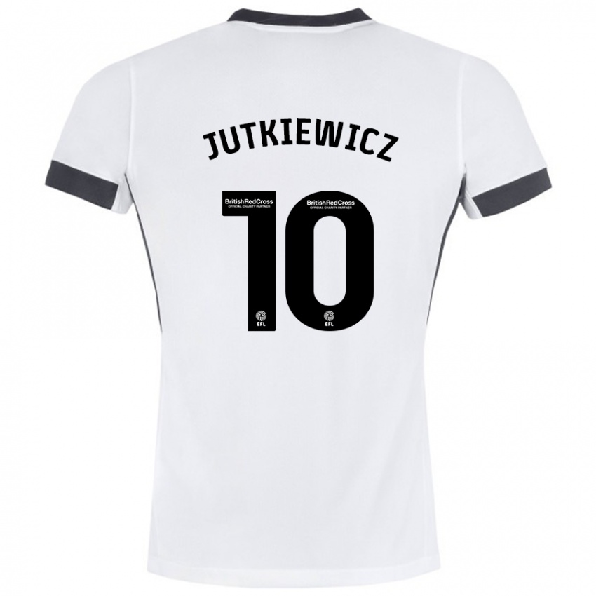 Niño Camiseta Lukas Jutkiewicz #10 Blanco Negro 2ª Equipación 2024/25 La Camisa