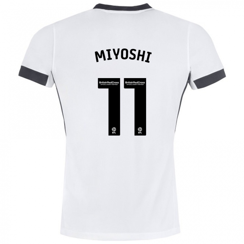 Niño Camiseta Koji Miyoshi #11 Blanco Negro 2ª Equipación 2024/25 La Camisa