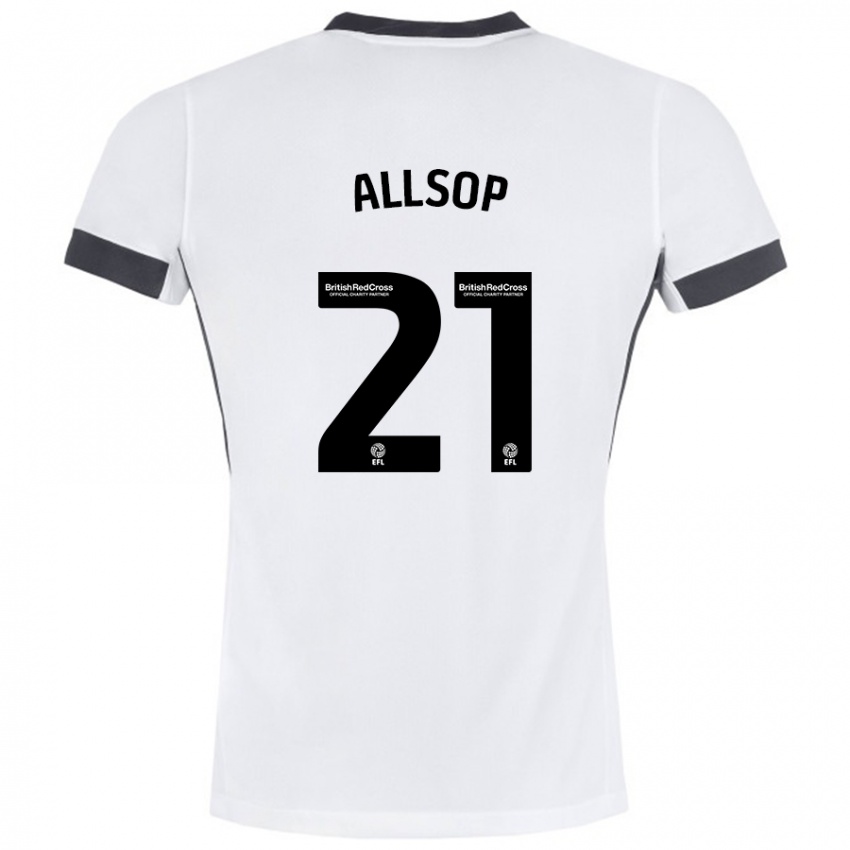 Niño Camiseta Ryan Allsop #21 Blanco Negro 2ª Equipación 2024/25 La Camisa