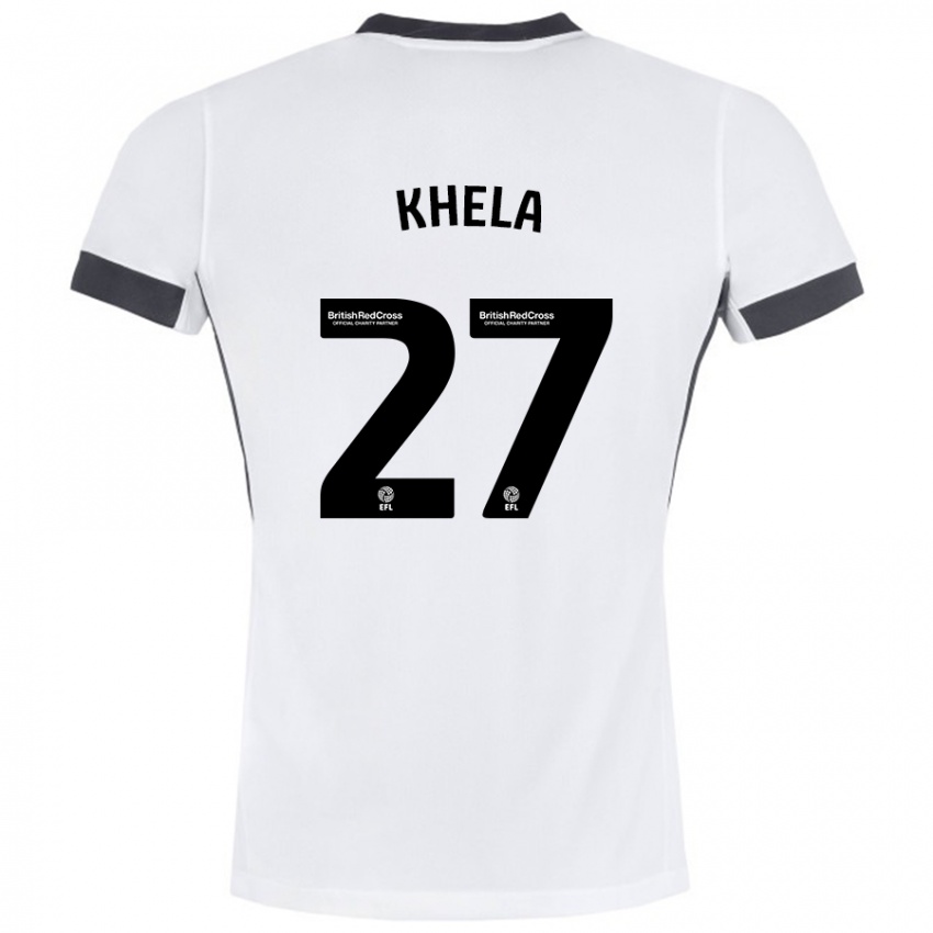 Niño Camiseta Brandon Khela #27 Blanco Negro 2ª Equipación 2024/25 La Camisa