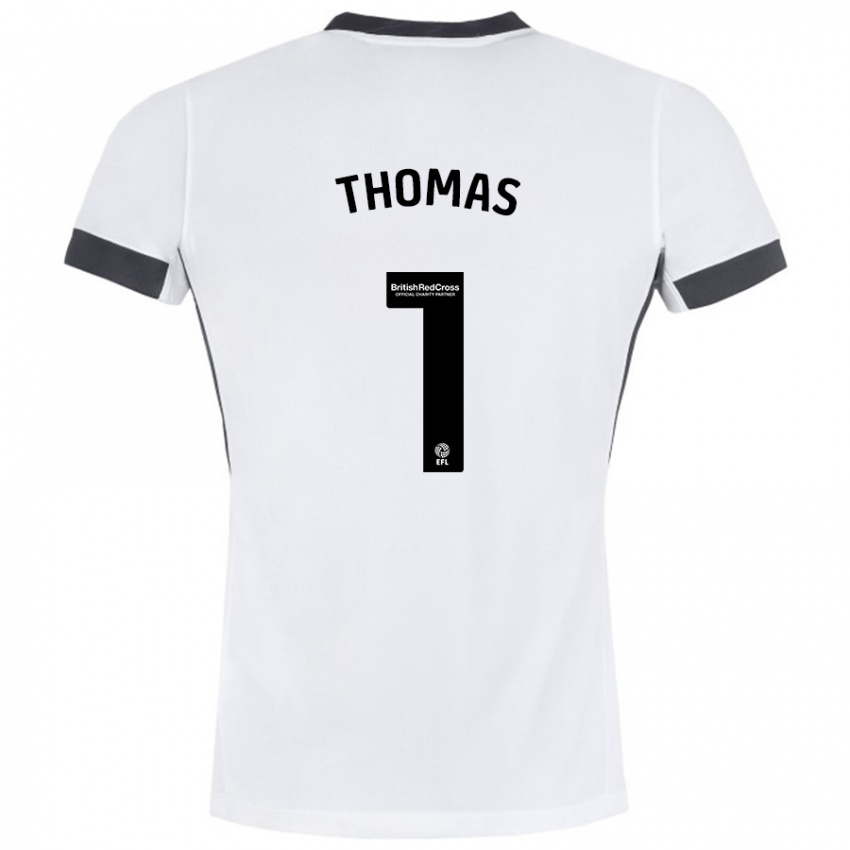 Niño Camiseta Lucy Thomas #1 Blanco Negro 2ª Equipación 2024/25 La Camisa