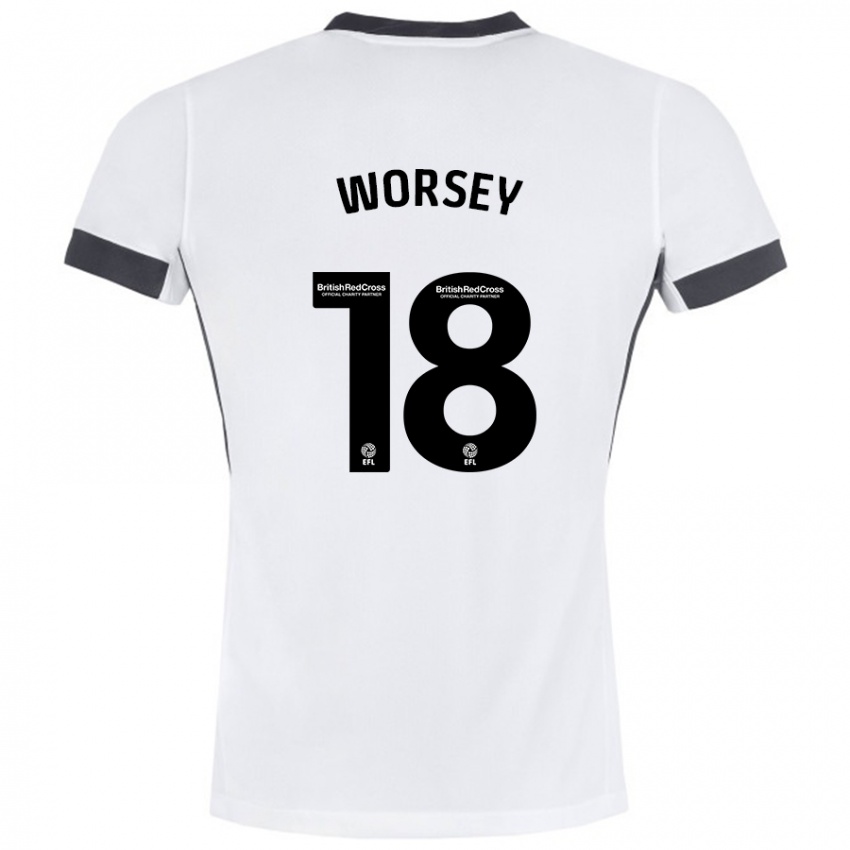 Niño Camiseta Louanne Worsey #18 Blanco Negro 2ª Equipación 2024/25 La Camisa