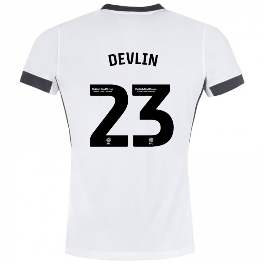 Niño Camiseta Charlotte Devlin #23 Blanco Negro 2ª Equipación 2024/25 La Camisa