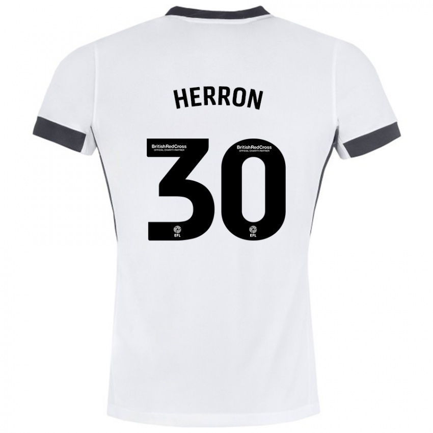 Niño Camiseta Neve Herron #30 Blanco Negro 2ª Equipación 2024/25 La Camisa