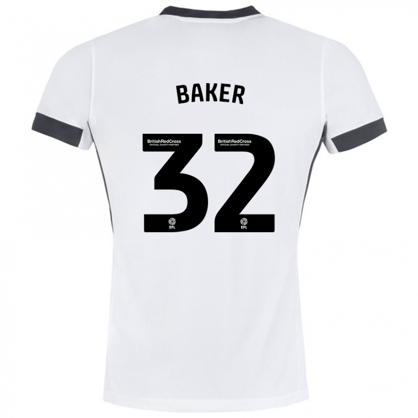 Niño Camiseta Ava Baker #32 Blanco Negro 2ª Equipación 2024/25 La Camisa